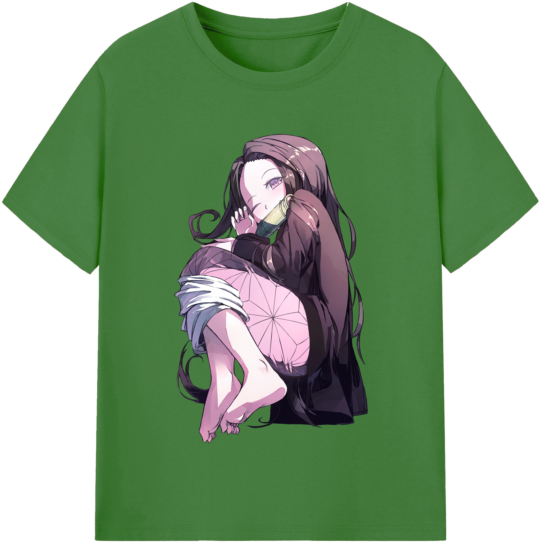（画像用） 鬼滅の刃（きめつのやいば）竈門 禰󠄀豆子／かまど ねずこ Kamado Nezuko レディースカジュアルプリントTシャツ（綿100％）